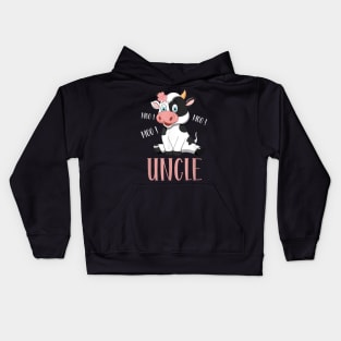 Uncle Cow Cute Cow Farmer Birthday Matching Family Kids Hoodie